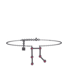 Gemini Halhal - Rodolit garnet 925 ayar siyah rodyum kaplama gümüş bilezik (20 cm gümüş rolo zincir) #4jhvwi