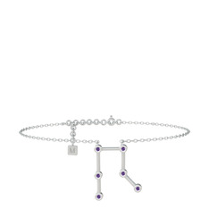 Ametist 18 ayar beyaz altın bilezik (20 cm beyaz altın rolo zincir)