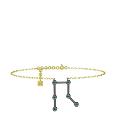 Gemini Halhal - Yeşil kuvars 925 ayar siyah rodyum kaplama gümüş bilezik (20 cm gümüş rolo zincir) #4zt9yw