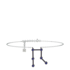 Gemini Halhal - Lab safir 925 ayar siyah rodyum kaplama gümüş bilezik (20 cm gümüş rolo zincir) #7qvjde