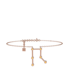 Gemini Halhal - Sitrin 925 ayar rose altın kaplama gümüş bilezik (20 cm rose altın rolo zincir) #bnvept