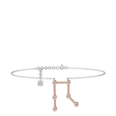 Gemini Halhal - Swarovski 14 ayar rose altın bilezik (20 cm beyaz altın rolo zincir) #de1y1o