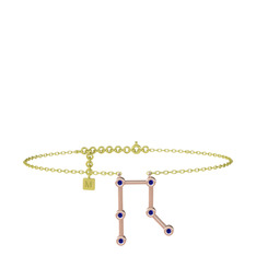 Gemini Halhal - Lab safir 925 ayar rose altın kaplama gümüş bilezik (20 cm altın rolo zincir) #ewsbmr