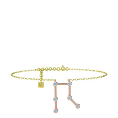 Gemini Halhal - Akuamarin 14 ayar rose altın bilezik (20 cm altın rolo zincir) #fns24t