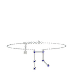 Gemini Halhal - Lab safir 8 ayar beyaz altın bilezik (20 cm gümüş rolo zincir) #fu1li8