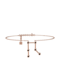 Gemini Halhal - Siyah zirkon 18 ayar rose altın bilezik (20 cm gümüş rolo zincir) #gfhus1