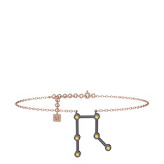 Gemini Halhal - Sitrin 925 ayar siyah rodyum kaplama gümüş bilezik (20 cm rose altın rolo zincir) #ghxdtk