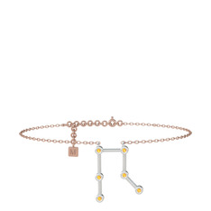 Gemini Halhal - Sitrin 925 ayar gümüş bilezik (20 cm rose altın rolo zincir) #gigpg8