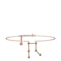 Gemini Halhal - Yeşil kuvars 925 ayar rose altın kaplama gümüş bilezik (20 cm rose altın rolo zincir) #gqoz9l