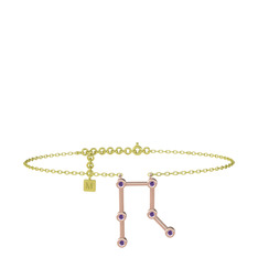 Gemini Halhal - Ametist 18 ayar rose altın bilezik (20 cm altın rolo zincir) #i7e0ru
