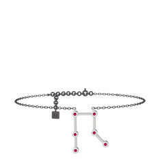 Rodolit garnet 18 ayar beyaz altın bilezik (20 cm gümüş rolo zincir)
