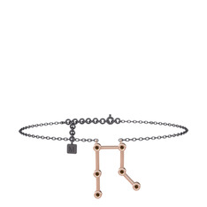 Gemini Halhal - Dumanlı kuvars 8 ayar rose altın bilezik (20 cm gümüş rolo zincir) #k8o437