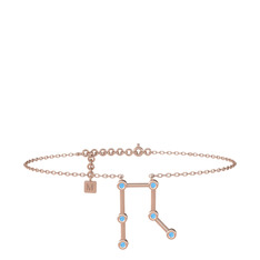 Gemini Halhal - Akuamarin 925 ayar rose altın kaplama gümüş bilezik (20 cm rose altın rolo zincir) #kdi3ln