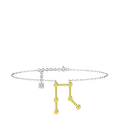 Gemini Halhal - Sitrin 18 ayar altın bilezik (20 cm beyaz altın rolo zincir) #kk01lr