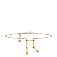 Gemini Halhal - Rodolit garnet 14 ayar altın bilezik (20 cm rose altın rolo zincir) #ktfv7p