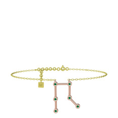 Gemini Halhal - Yeşil kuvars 925 ayar rose altın kaplama gümüş bilezik (20 cm altın rolo zincir) #kwbrxb