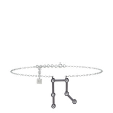 Gemini Halhal - Beyaz zirkon 925 ayar siyah rodyum kaplama gümüş bilezik (20 cm gümüş rolo zincir) #p695p1