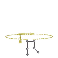 Gemini Halhal - Swarovski 925 ayar siyah rodyum kaplama gümüş bilezik (20 cm gümüş rolo zincir) #qcree9