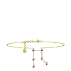 Gemini Halhal - Garnet 14 ayar beyaz altın bilezik (20 cm altın rolo zincir) #rwji43