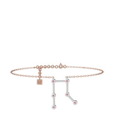 Gemini Halhal - Pembe kuvars 8 ayar beyaz altın bilezik (20 cm rose altın rolo zincir) #u1il46