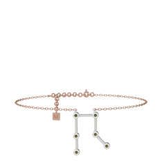 Gemini Halhal - Peridot 14 ayar beyaz altın bilezik (20 cm rose altın rolo zincir) #wr737