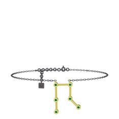 Yeşil kuvars 14 ayar altın bilezik (20 cm gümüş rolo zincir)