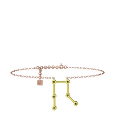 Gemini Halhal - Peridot 18 ayar altın bilezik (20 cm rose altın rolo zincir) #x31nqk