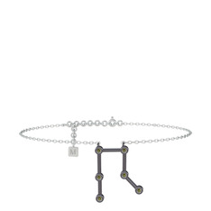 Gemini Halhal - Peridot 925 ayar siyah rodyum kaplama gümüş bilezik (20 cm gümüş rolo zincir) #xjvkl2