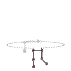 Garnet 925 ayar siyah rodyum kaplama gümüş bilezik (20 cm gümüş rolo zincir)