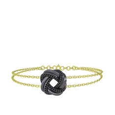Arvia Bilezik - Siyah zirkon 925 ayar siyah rodyum kaplama gümüş bilezik (40 cm altın rolo zincir) #1n32r9k