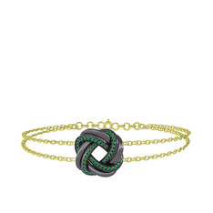 Arvia Bilezik - Yeşil kuvars 925 ayar siyah rodyum kaplama gümüş bilezik (40 cm gümüş rolo zincir) #1nvqfh7