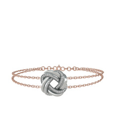 Arvia Bilezik - Swarovski 8 ayar beyaz altın bilezik (40 cm rose altın rolo zincir) #1u36utv
