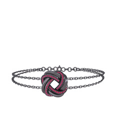 Arvia Bilezik - Rodolit garnet 925 ayar siyah rodyum kaplama gümüş bilezik (40 cm gümüş rolo zincir) #1x2sqf6