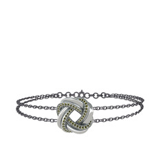 Arvia Bilezik - Peridot 18 ayar beyaz altın bilezik (40 cm gümüş rolo zincir) #9i5kd2