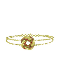 Garnet 8 ayar altın bilezik (40 cm altın rolo zincir)