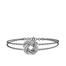 Arvia Bilezik - Beyaz zirkon 14 ayar beyaz altın bilezik (40 cm gümüş rolo zincir) #j7st2b