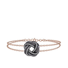 Arvia Bilezik - Swarovski 925 ayar siyah rodyum kaplama gümüş bilezik (40 cm rose altın rolo zincir) #jmc9he