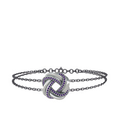 Arvia Bilezik - Ametist 8 ayar beyaz altın bilezik (40 cm gümüş rolo zincir) #mfhhhe