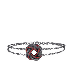 Arvia Bilezik - Garnet 925 ayar siyah rodyum kaplama gümüş bilezik (40 cm gümüş rolo zincir) #pid8ei