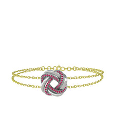 Arvia Bilezik - Rodolit garnet 14 ayar beyaz altın bilezik (40 cm altın rolo zincir) #uo3wxz