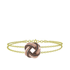 Arvia Bilezik - Siyah zirkon 8 ayar rose altın bilezik (40 cm altın rolo zincir) #xmwseu