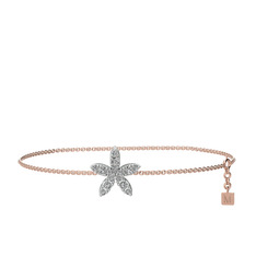 Yasemin Çiçeği Bilezik - Swarovski 14 ayar beyaz altın bilezik (40 cm rose altın rolo zincir) #1fjm6fm