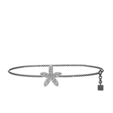 Yasemin Çiçeği Bilezik - Swarovski 18 ayar beyaz altın bilezik (40 cm gümüş rolo zincir) #1jtuxvf