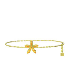 Yasemin Çiçeği Bilezik - Sitrin 14 ayar altın bilezik (40 cm altın rolo zincir) #1sy35x