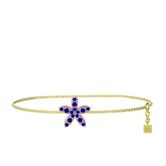 Yasemin Çiçeği Bilezik - Lab safir 925 ayar rose altın kaplama gümüş bilezik (40 cm gümüş rolo zincir) #nuqcbv