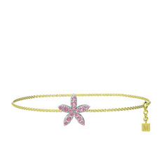 Yasemin Çiçeği Bilezik - Pembe kuvars 925 ayar gümüş bilezik (40 cm gümüş rolo zincir) #qwxnwy