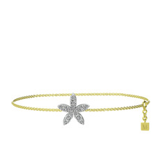 Yasemin Çiçeği Bilezik - Swarovski 18 ayar beyaz altın bilezik (40 cm altın rolo zincir) #rndjr5
