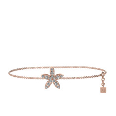 Swarovski 14 ayar rose altın bilezik (40 cm rose altın rolo zincir)