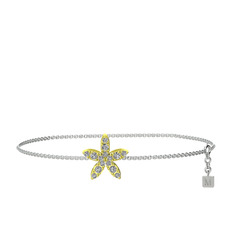 Swarovski 18 ayar altın bilezik (40 cm beyaz altın rolo zincir)
