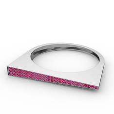 Rodolit garnet 8 ayar beyaz altın bilezik